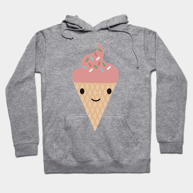 Cute Kawaii Strawberry Ice Cream Cone Hoodie by Hedgie Designs